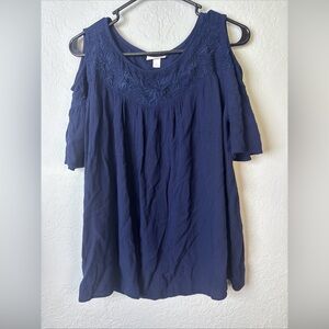 Westport Dark Blue‎ Cold Shoulder Blouse